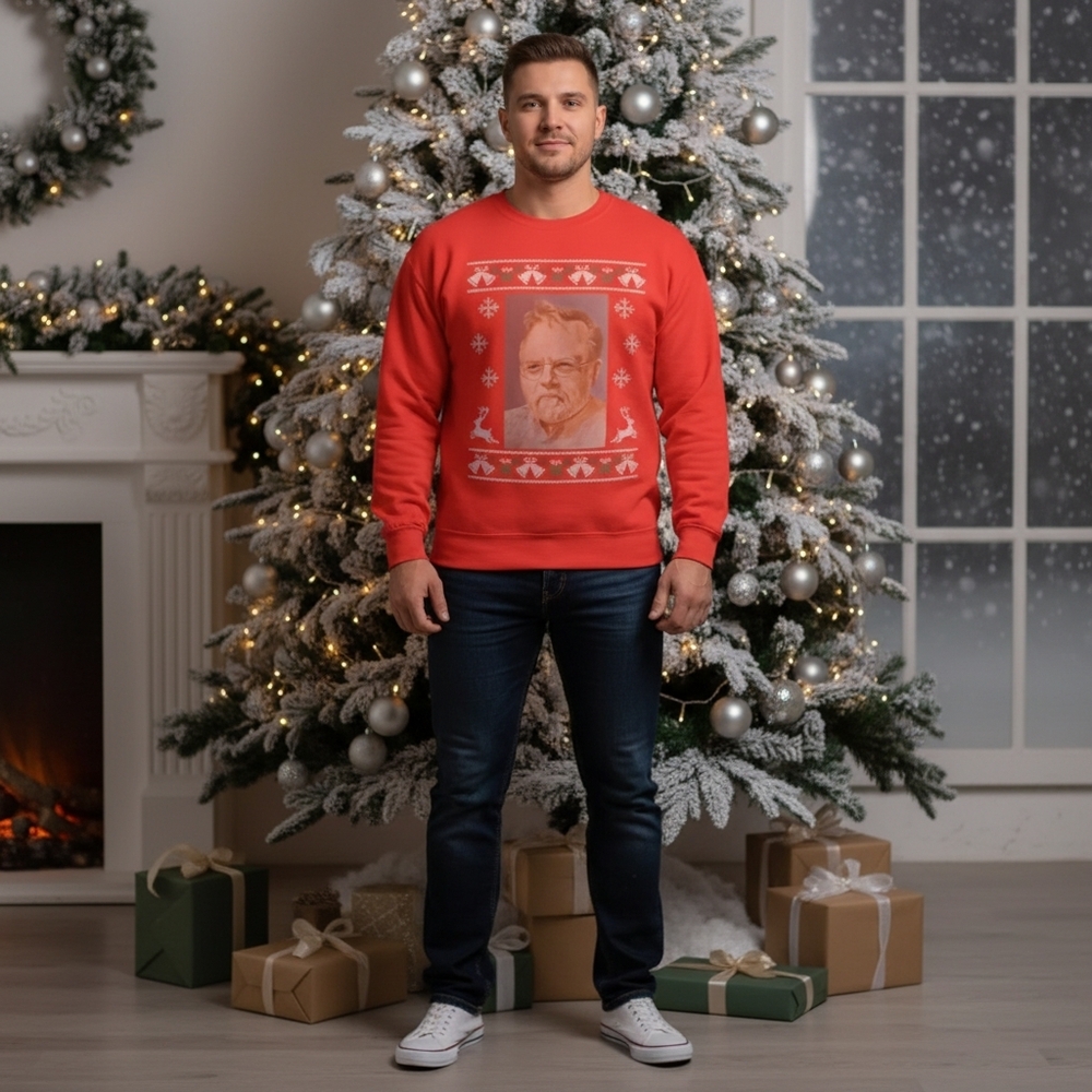Gildan red ugly Christmas sweater size medium